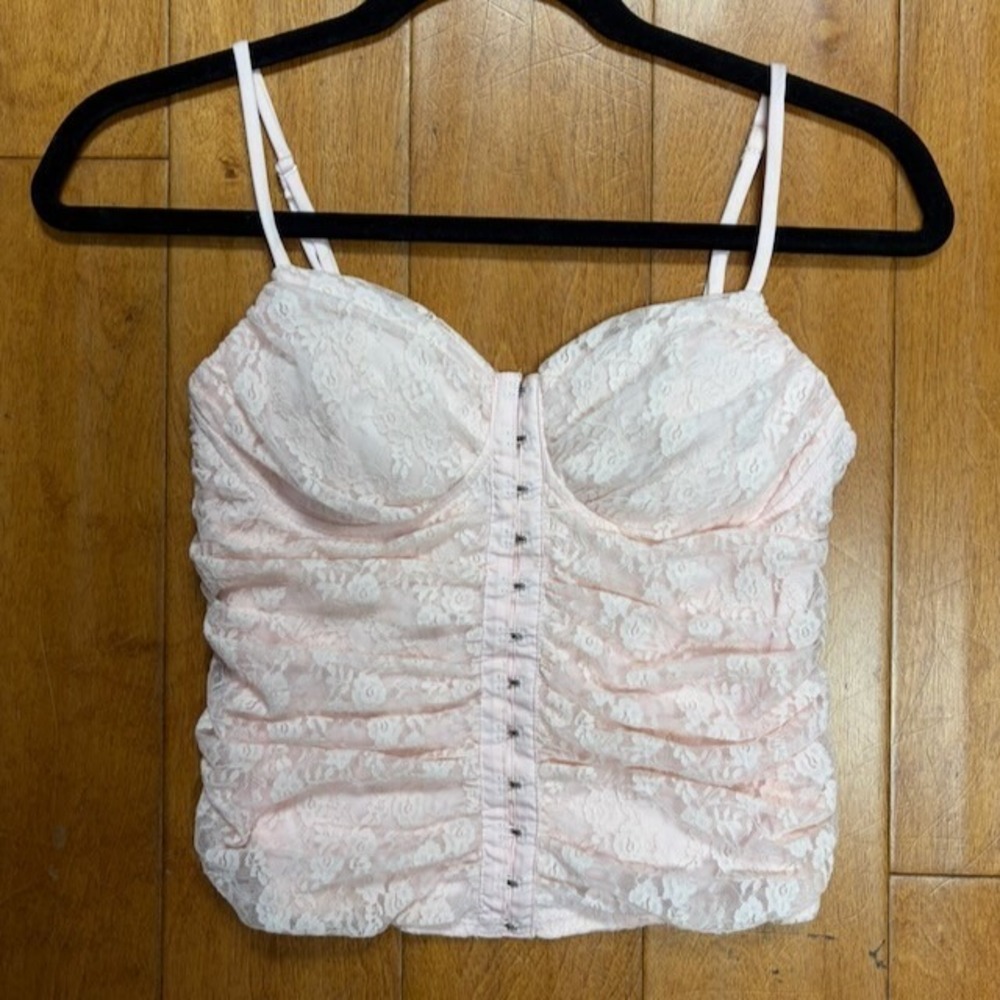 Moa Moa Lace Corset Top Sz M Coquette Y2K Festival Fairy Feminine Flirty Ruched